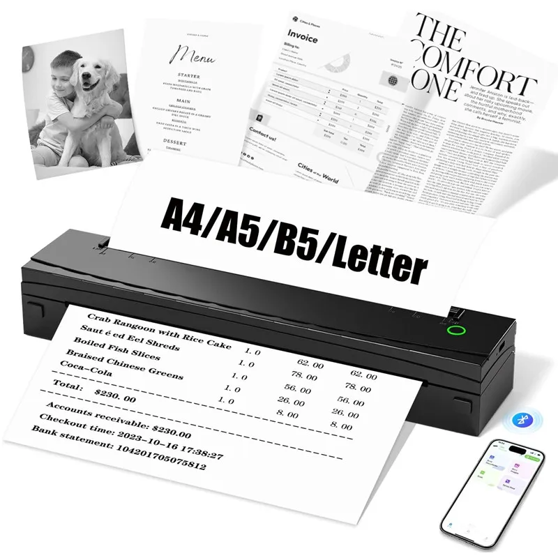 

Wireless Bluetooth Tattoo Printer Portable A4 Thermal Printer Support 8.5 "X 11" US Letter&A4 Size Compatible with Phone Laptop