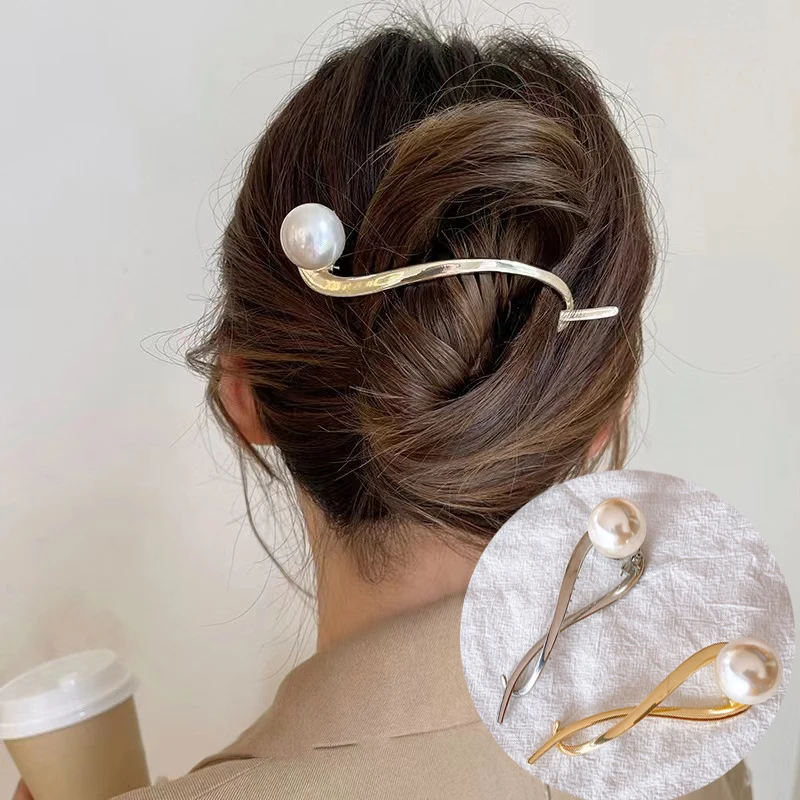 

2025 Korean Women Pearl Hair Clips Elegant Ponytail Barrettes Metal Hairpins Hair Accessories for Girls and Ladies Headdress