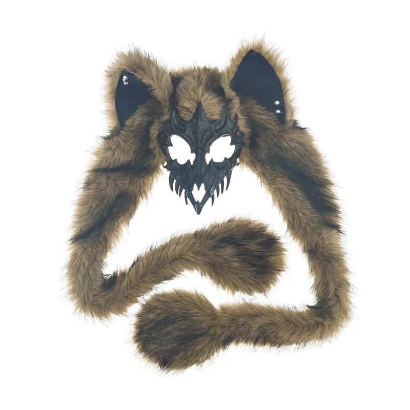 Halloween Cosplay Maskerade Dierenmasker Vosoren Pluche Masker Subcultuur Half Gezicht COS Weerwolfmasker Hoofddeksel Cosplay