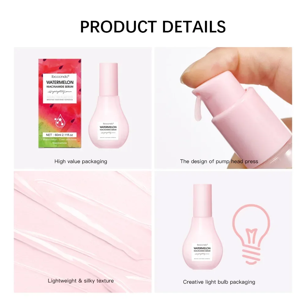 Watermelon Glow Niacinamide Dew Drops Serum Brightening Makeup Primer Cream Moisturizer Liquid Highlighter Facial Skin Care