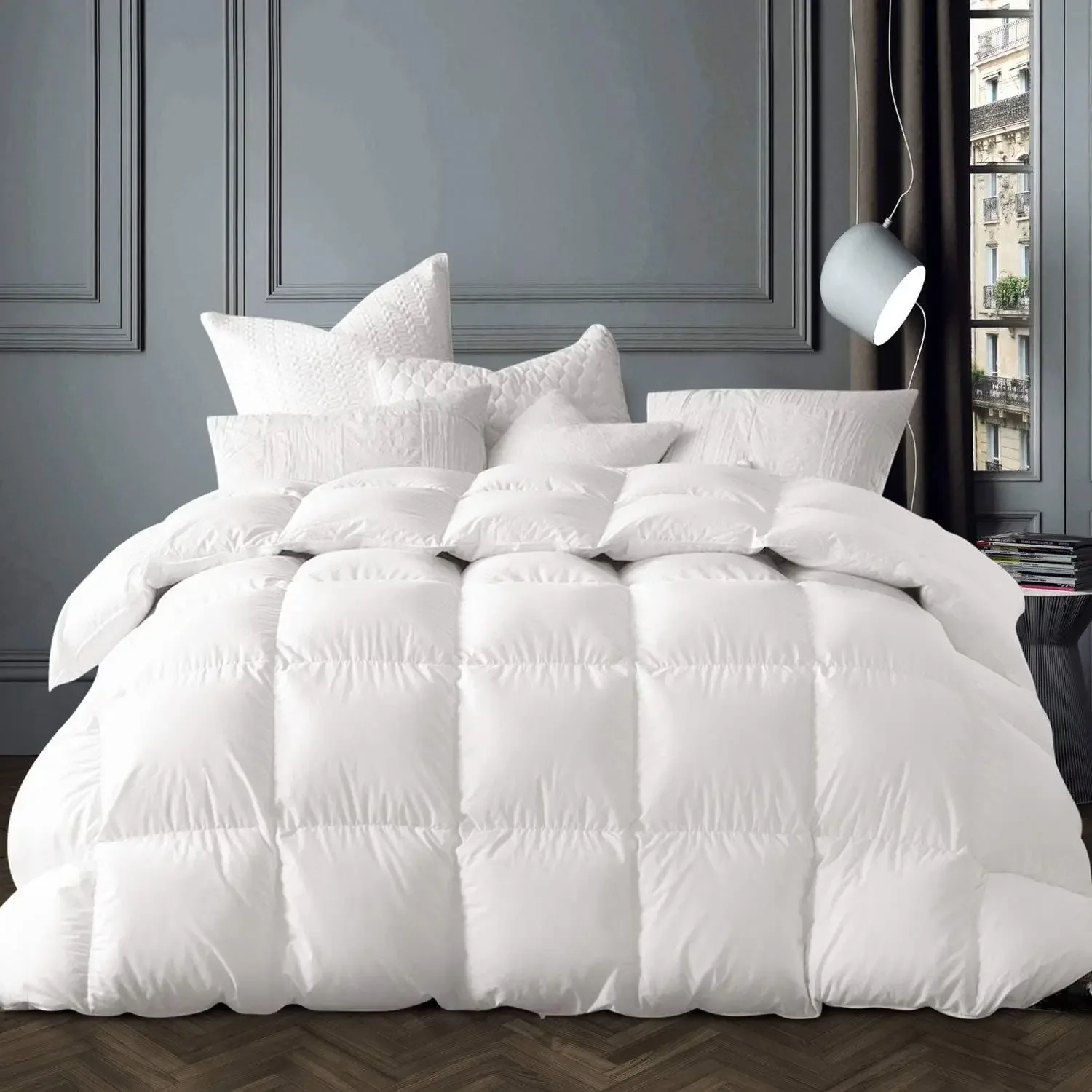 Winter White Goose Down Comforter King Size,Down Duvet Insert, 800 Fill Power, 400 Thread Count,Ultra Soft Noiseless Shell