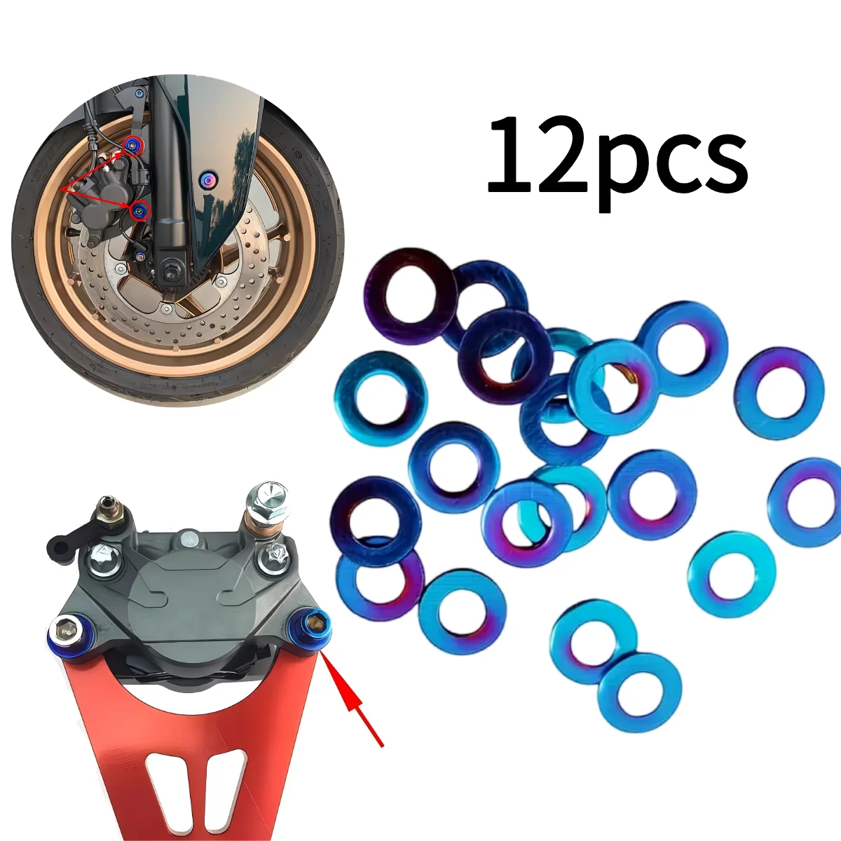 12pcs Stainless Steel Washer Shim Hardware Screw Washer Gradient Burnt Blue Washer Washer Fastener Connector Enlarged Thickened
