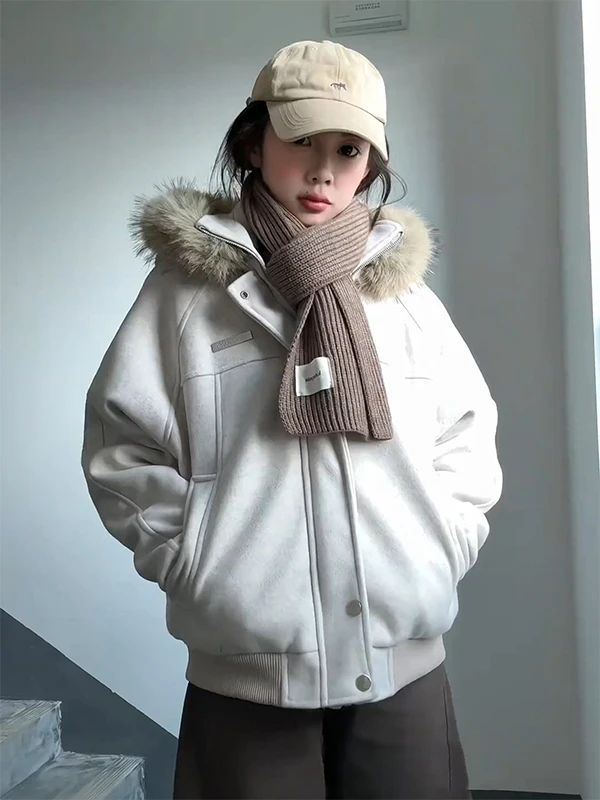 

ay хлопковое пальто в клетку с капюшоном Jaet ort Sle, женское зимнее теплое пальто с большим меховым воротником, хлопковая одежда для пар, подставка