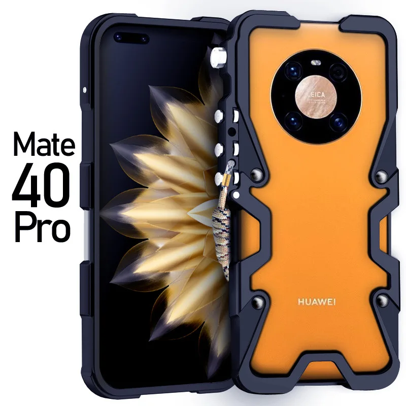 

Zimon Luxury Armor Metal Aluminum Phone Case Bumper For Huawei Mate40 Rs Mate 40 Pro Mechanical Purely Handmade Skull Cover