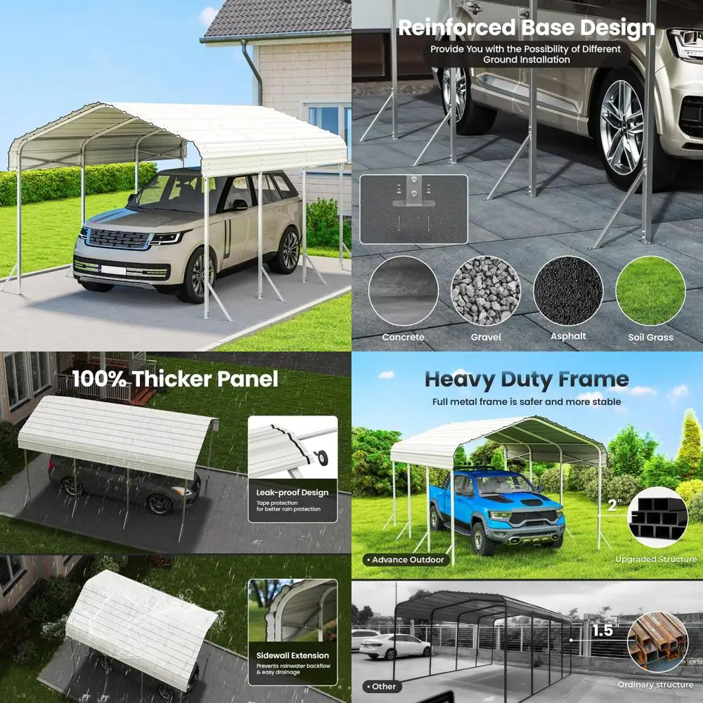 Sturdy Metal Carport, All Weather Vehicle Protection, Quick Setup Design, Durable Outdoor Shelter