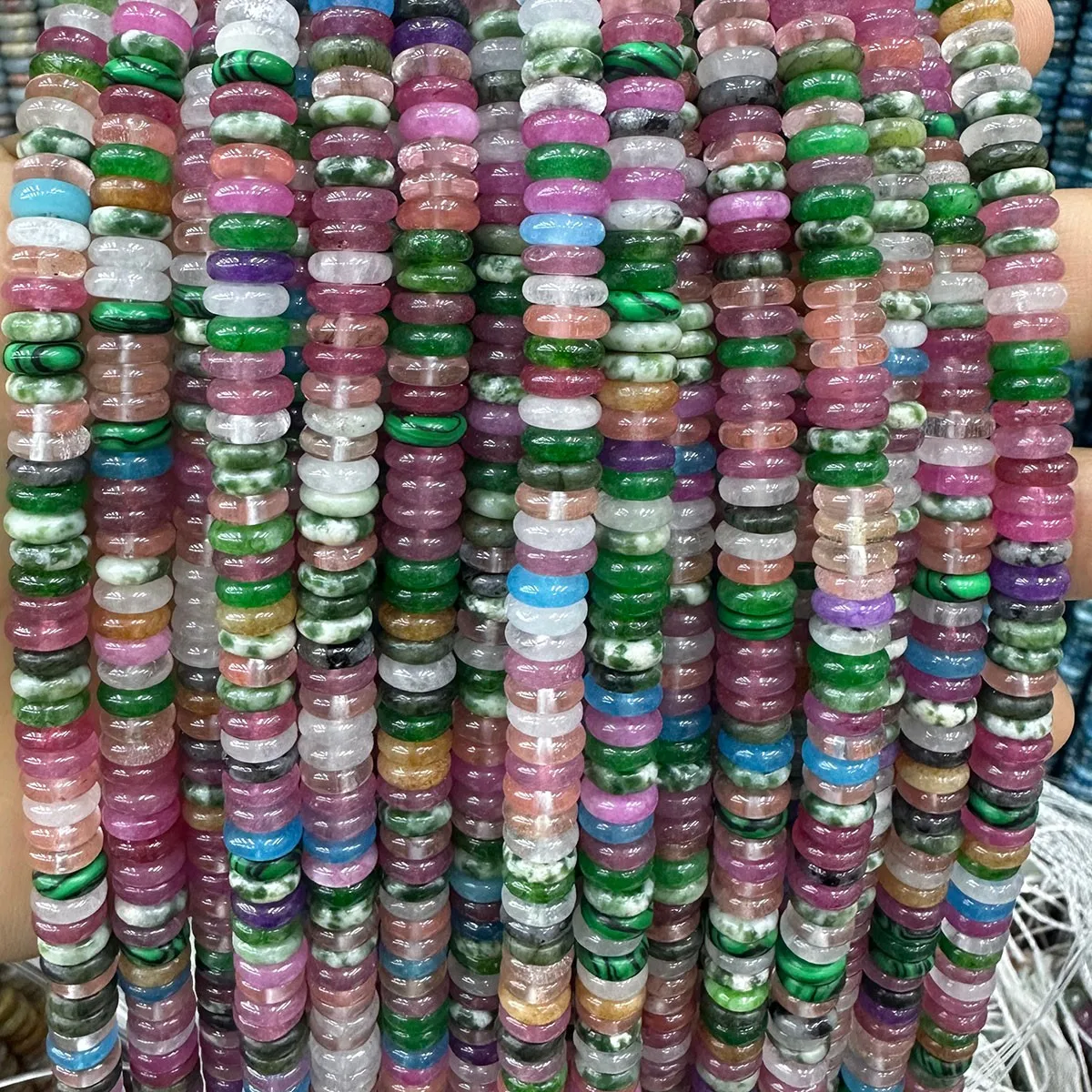 About 170pcs 2 * 6mm mixed color natural stone spacer with scattered beads for jewelry making DIY special bracelets, necklaces,