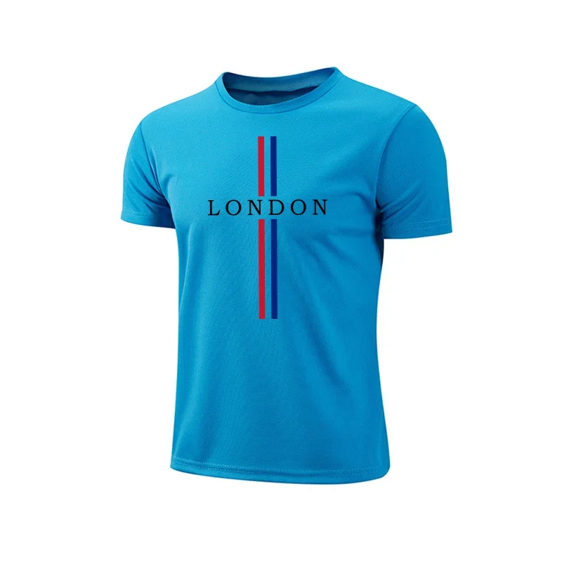 Summer New Mens T-shirt Print Casual Exercise Tops Outdoor Jogging Marathon Clothing Quick-Drying Mesh Tees Cycling Sportswear