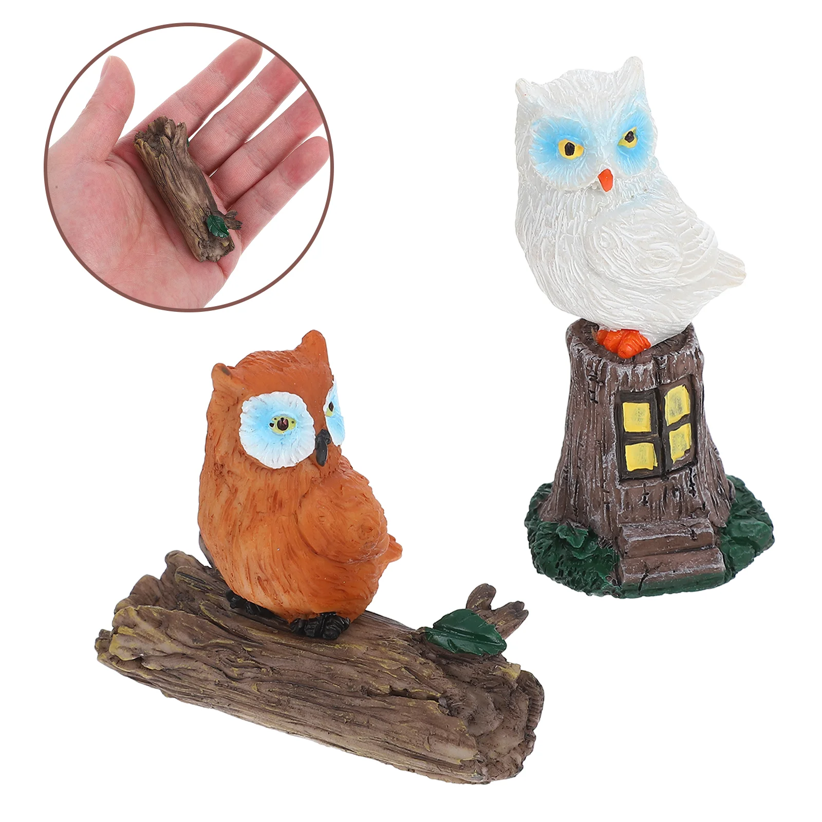 

Micro Landscape Owl Small Animals Crafts Garden Decorations Outdoor Mini Table Centerpiece Resin Statues for Tree