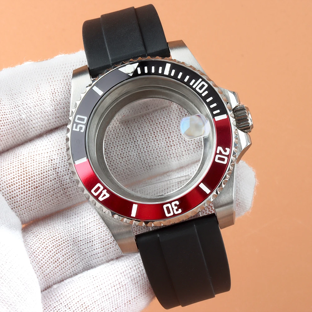 40 مللي متر NH35 السيراميك إدراج حالة 316L الصلب الياقوت الزجاج 10ATM مطاط مقاوم للمياه حزام ل NH35 NH34 NH36 NH38 حركة الفرعية