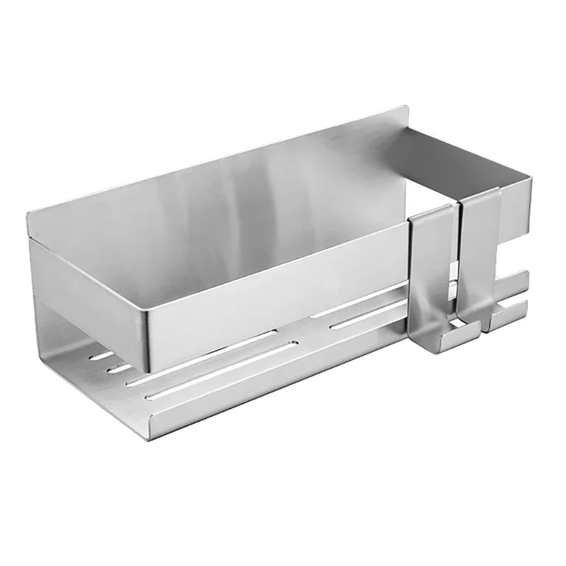 Duschregal aus Edelstahl ohne Bohren, Wandmontage, Duschkorb mit Haken für Badezimmer, Küche, Regal-Organizer