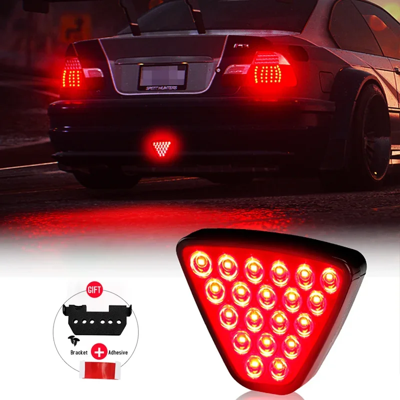 19LED Brake Signal Light F1 Triangle Style Sport Car Rear Third Brake Lights Auto Tail  Warning Lamp Universal 12V For JDM BBA