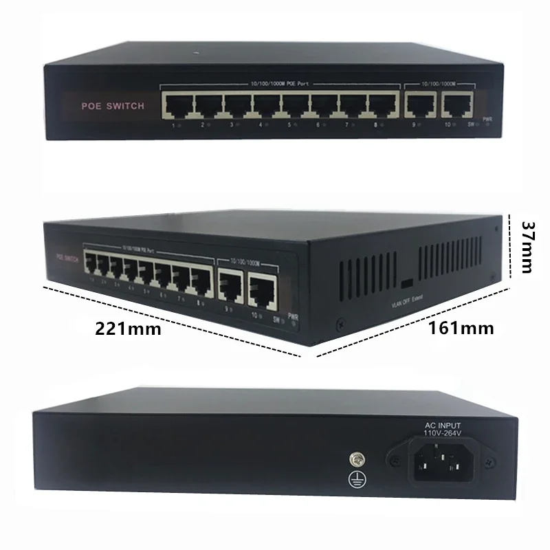 مفتاح إيثرنت POE 5/8 10/100 ميجابت في الثانية 48 فولت مع منفذ IEEE 802.3 af/at مناسب لكاميرا IP/نظام كاميرا AP/CCTV اللاسلكي