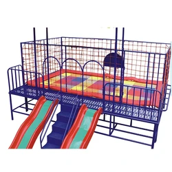 Square Trampolines Kids Play Outside with Slide and Enclosures Jumping Bed for Kids