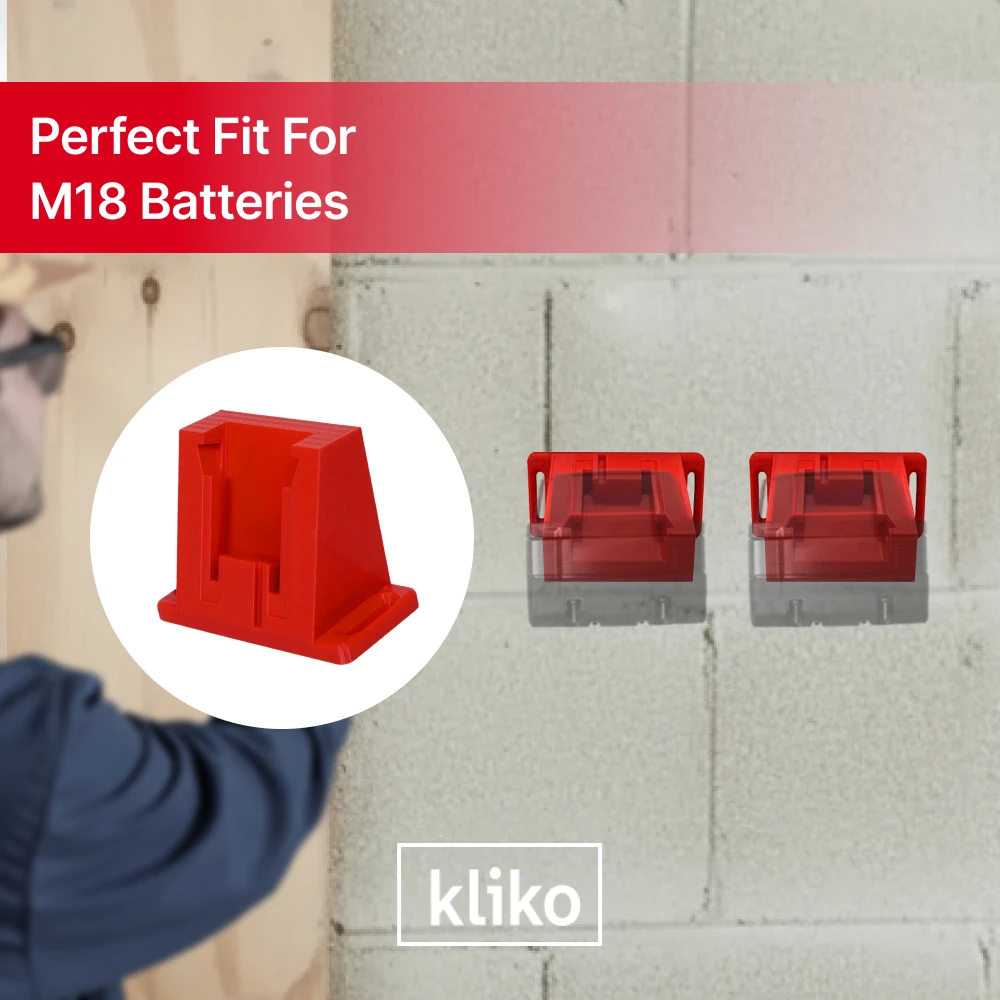 Horizontal Wall Mount Battery Holder Compatible with Milwaukee M18 Battery Mount Power Tool Accessory Garage Workshop Organizer