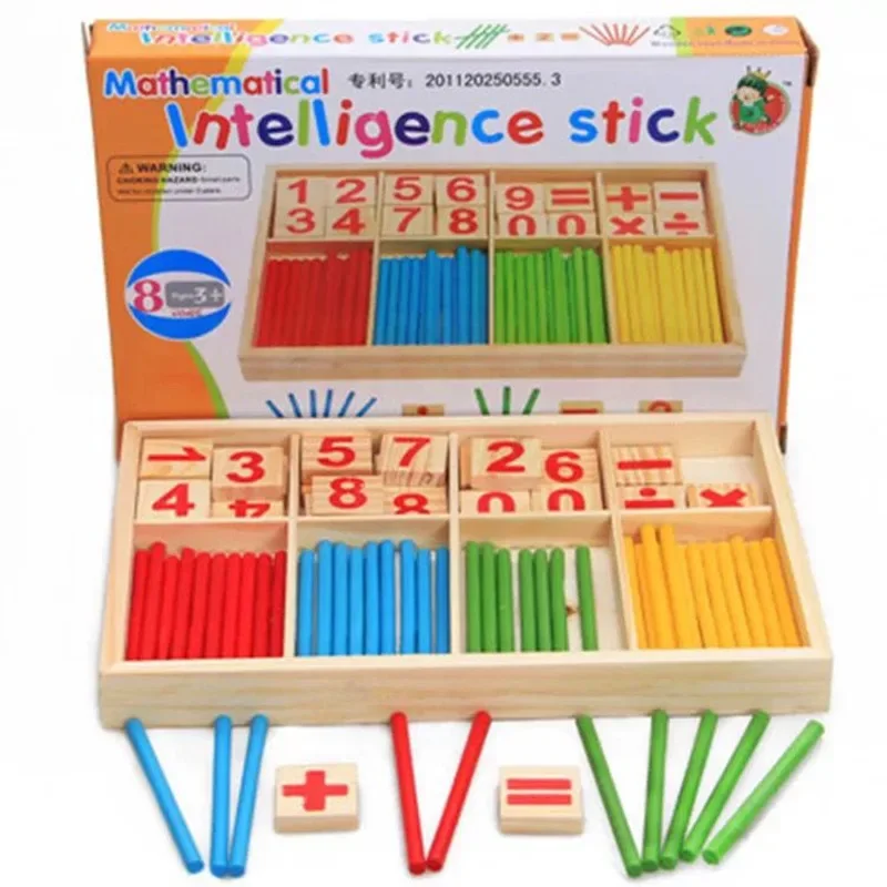 1 Set Wood Educational Teaching Aids Number Math Calculate Game Colorful Counting Sticks Kids Learning Education Toys