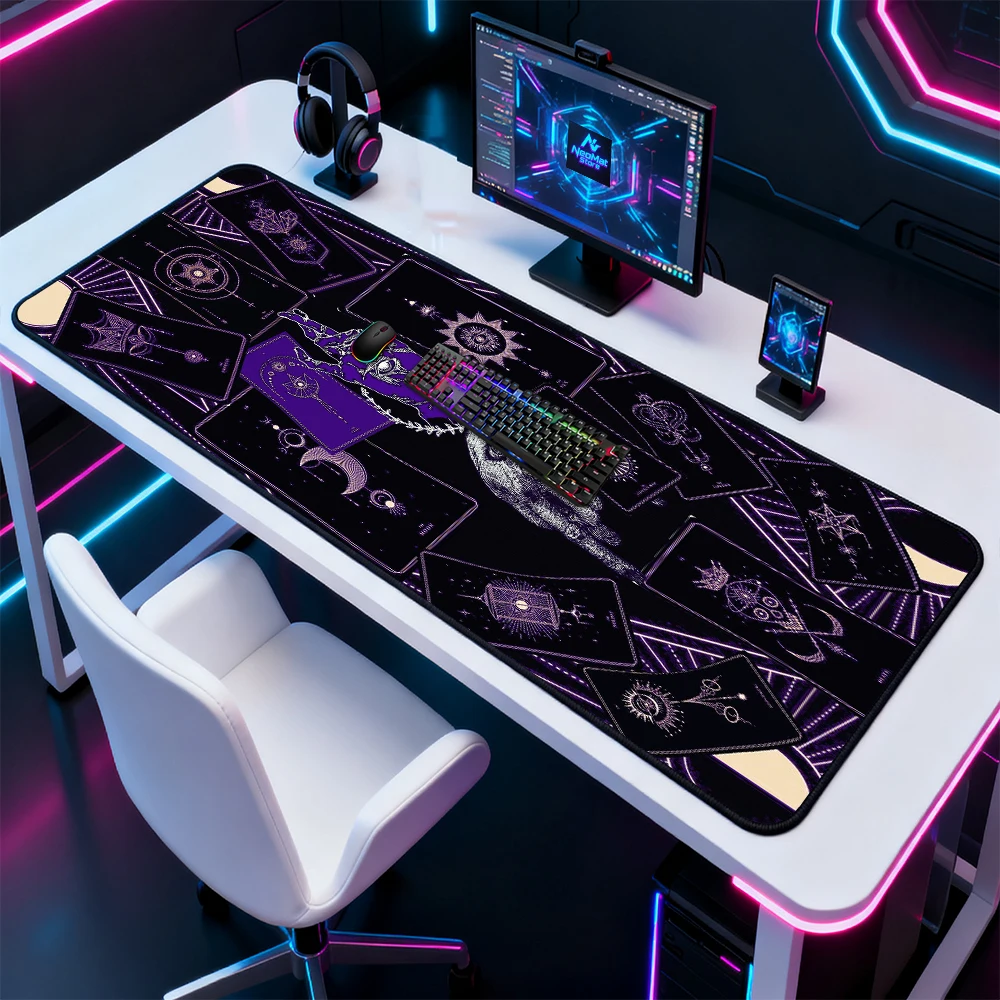 Gothic Tarot Mouse Pad Laptop Extended Gaming Desk Mat Symbols 120x60 Mystical Nonslip Big Mousepad Accessories