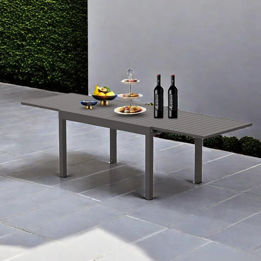 Outdoor Table Large Extendable Patio Dining Table Aluminum Metal Indoor Outdoor 53