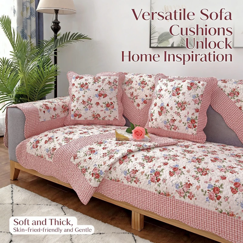 Floral Quilted Sofa Cover Non - Washer Toss Set ulasan dan harga