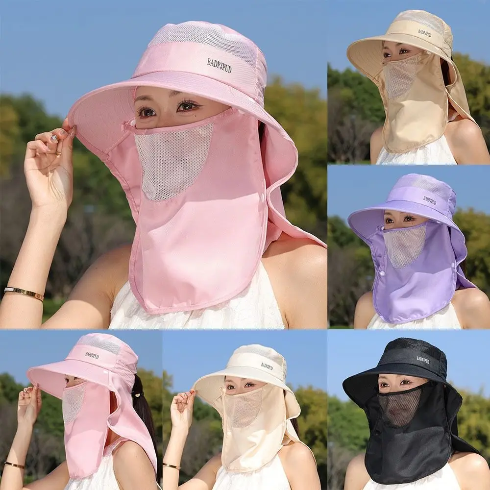 

New UV Protection Sun Hats Breathable Mesh Neck Flap Bucket Hats Sunscreen Tea-picking Hat Summer