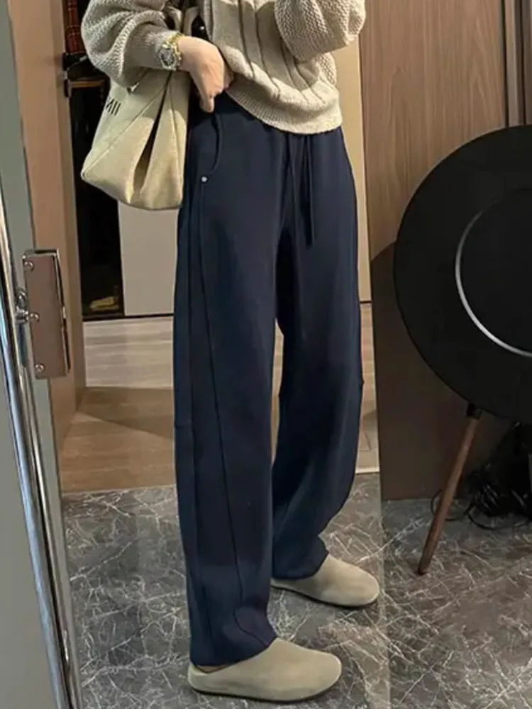 plus Size Wide Leg Pants Women's Autumn Slimming Loose Casual Sports Straight Cut Trousers Fat MM Banana Knife Pants