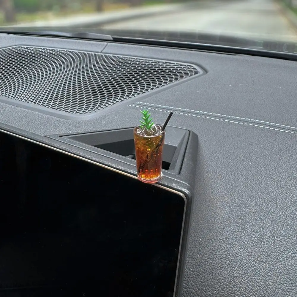 دائم لطيف ديكور السيارات الداخلي الإبداعية الكرتون القط السيارات لوحة القيادة الحلي القط والقهوة مصغرة عمل الشكل #2