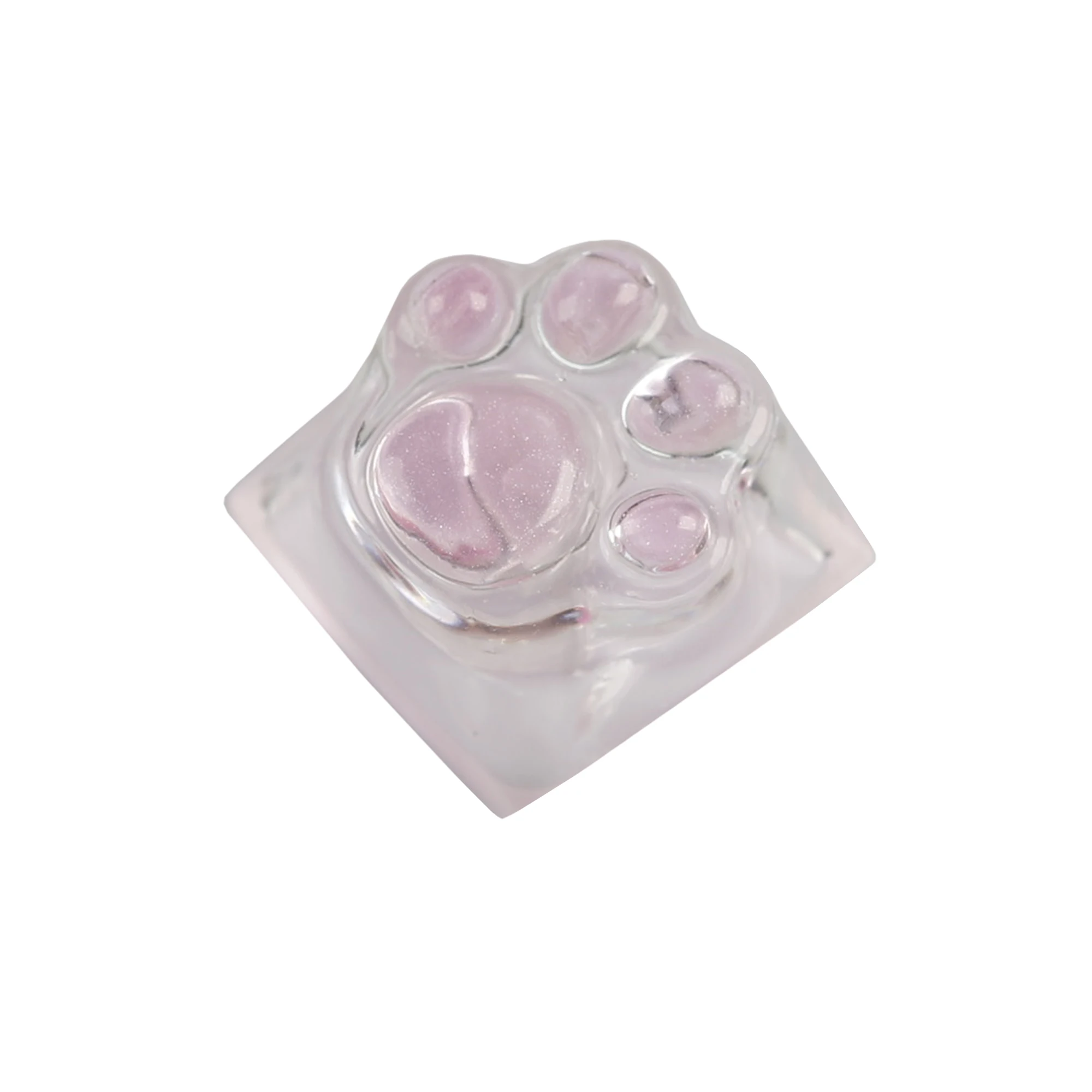 Cute Pink Handmade Cat Claw Keycaps Transparent Resin Shine Through Detachable Keyboard Creative for MX Mechanical Keyboard