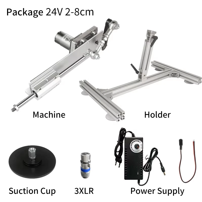 24V DC telescopische lineaire actuator met beugel van aluminiumlegering, heen en weer bewegend mechanisme, motor, 3XLR-connector, zuignap inbegrepen