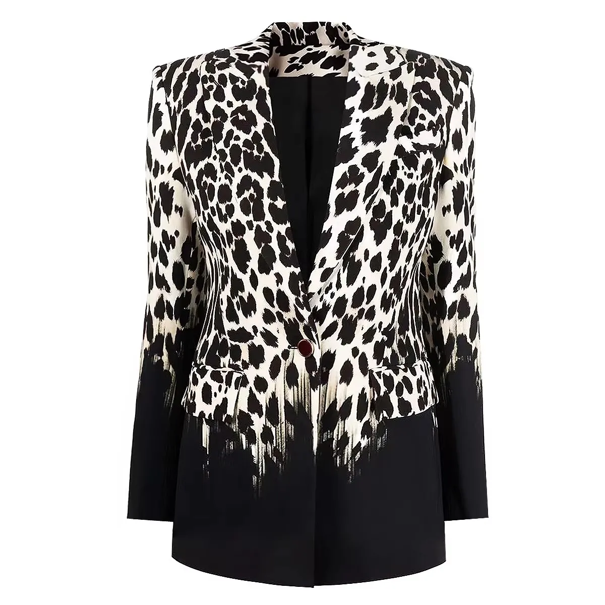 

pring And Autumn New Style Commuting Waist Slimming Women's Suit Collar Fashionable And Trendy Classic Leopard Print Suit Top