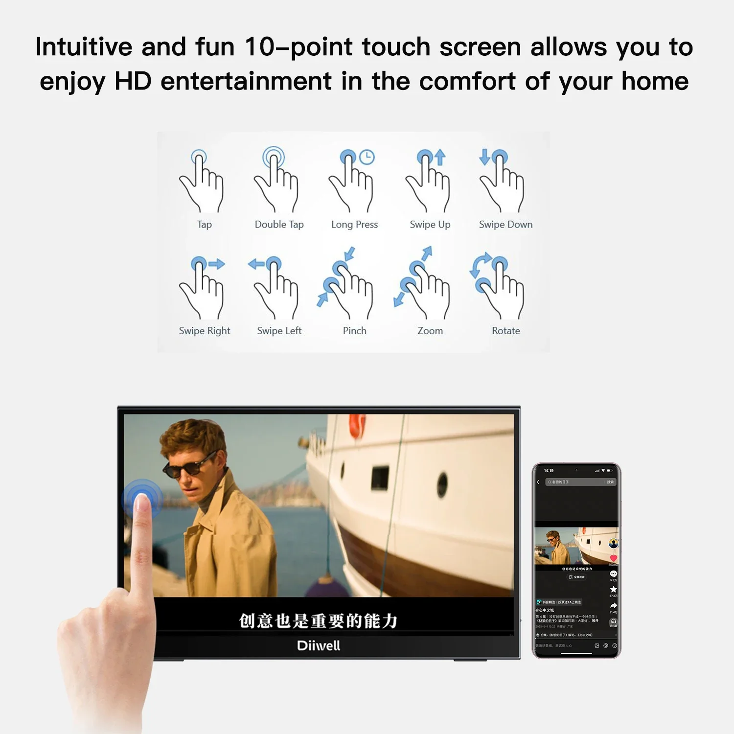 2026 15.6'' Portable FHD IPS Touchscreen Monitor With Tempered Glass Kickstand For HDMI Interface Type C For Travel LED Screen T