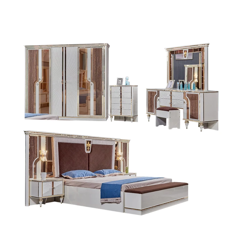 

&Meubles De Chambre a Coucher Luxe Complet Modern Wooden King Size Double Bed Room Luxury Mdf Full Bedroom Furniture Set