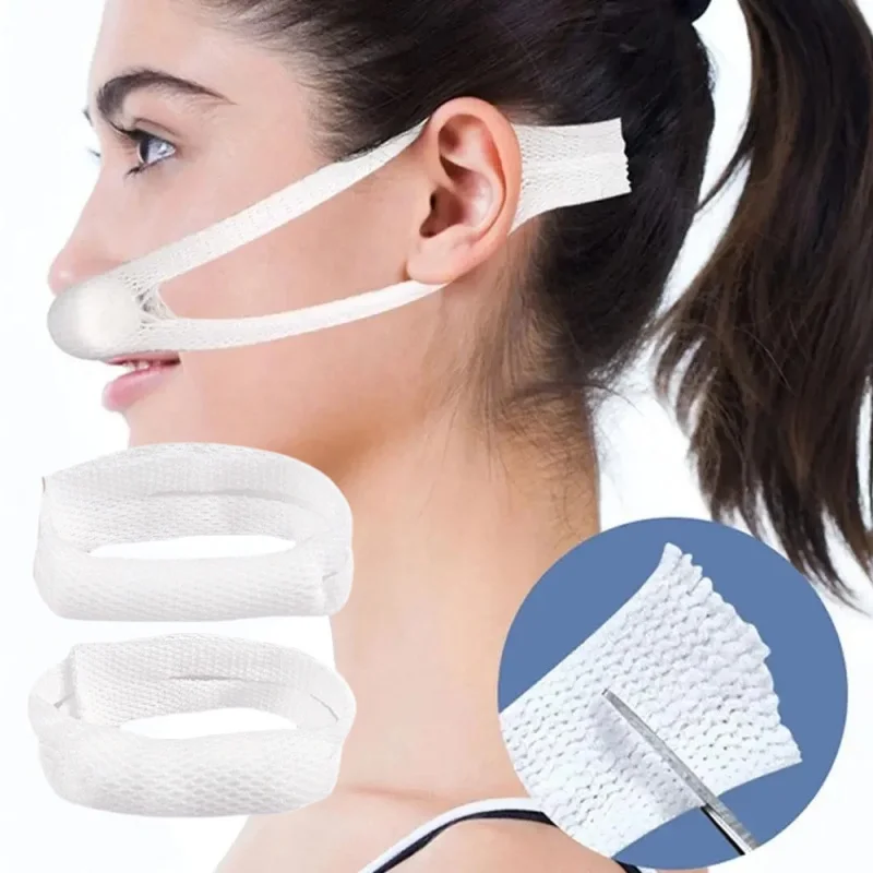 5pcs External Nosebleed Bandage Stretchable Nose Surgery Elastic Bandage with Mesh Lugs Rhinoplasty Recovery Breathable Band