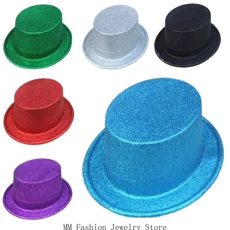 

D0UB Glitter Pork Pie Hat hat Hat Magician Top Hat Bowler Top Hat Hat Magician Performed Hat
