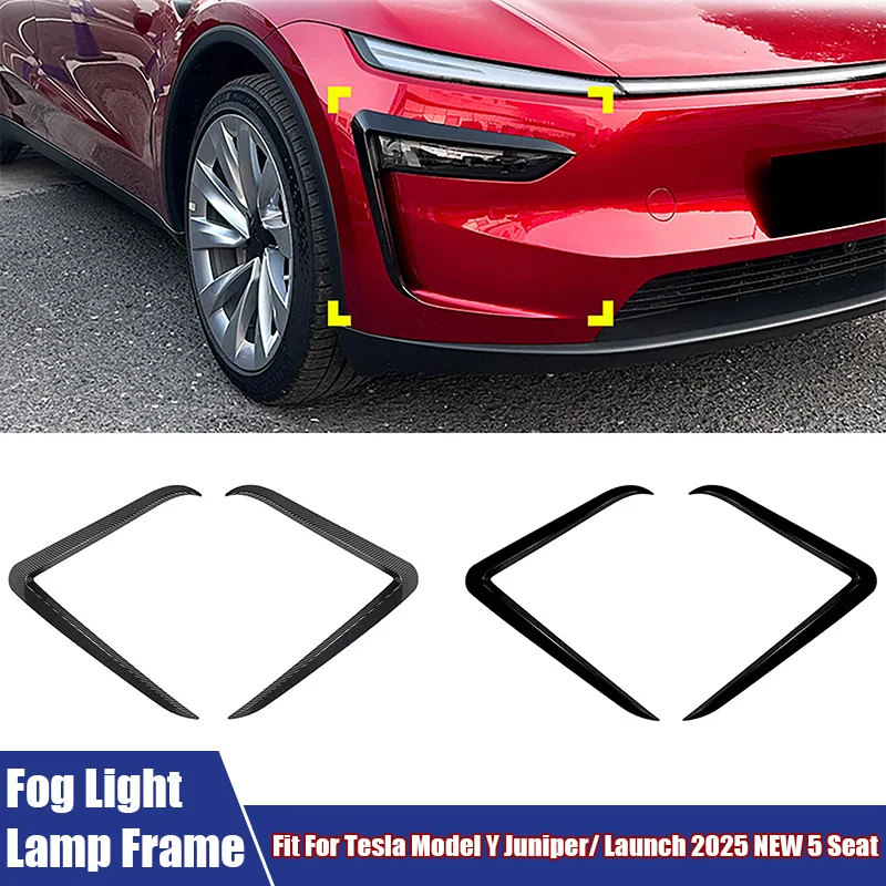 

Car Accessories 2Pcs/Pair Front Front Fog Lamp Frame Air Knife Grille Trim Fit For Tesla Model Y Juniper/ Launch 2025 NEW 5 Seat