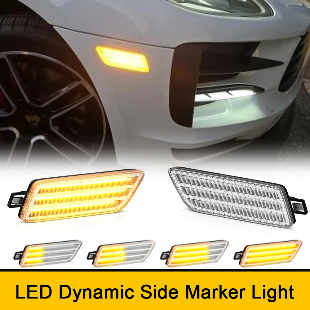 

2x Canbus LED Sequential Blinker Front Bumper Side Marker Light For Porsche Macan 95B 2014-2021 Turbo Performance GTS Turbo Base