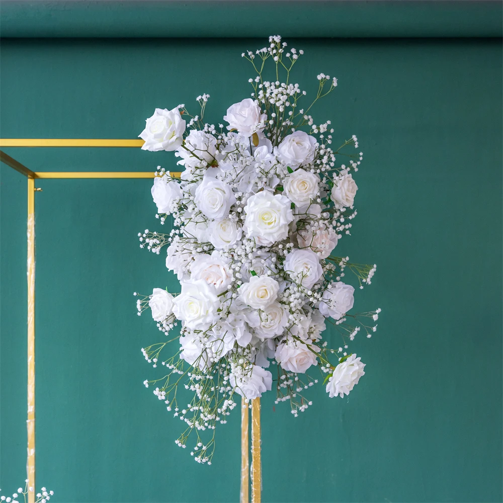 White Rose Gypsophila Baby Breath Wedding Event Backdrop Decor Props Home Decoration Customized Artificial flower row