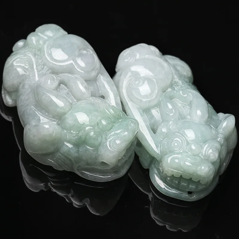 a-Level Pi Xiu Natural Emerald Jade Picchu Pendant Men's and Women's Couple's Jewelry