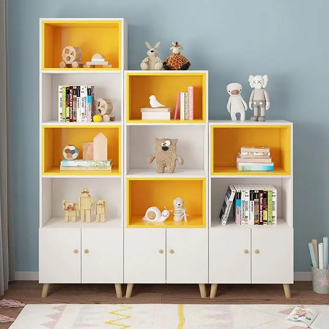 Factory Wholesale Book Shelf Wood Decorative Floor Bookcase Display Storage Holder Kid Office Furniture Cabinet Set Bookshelf