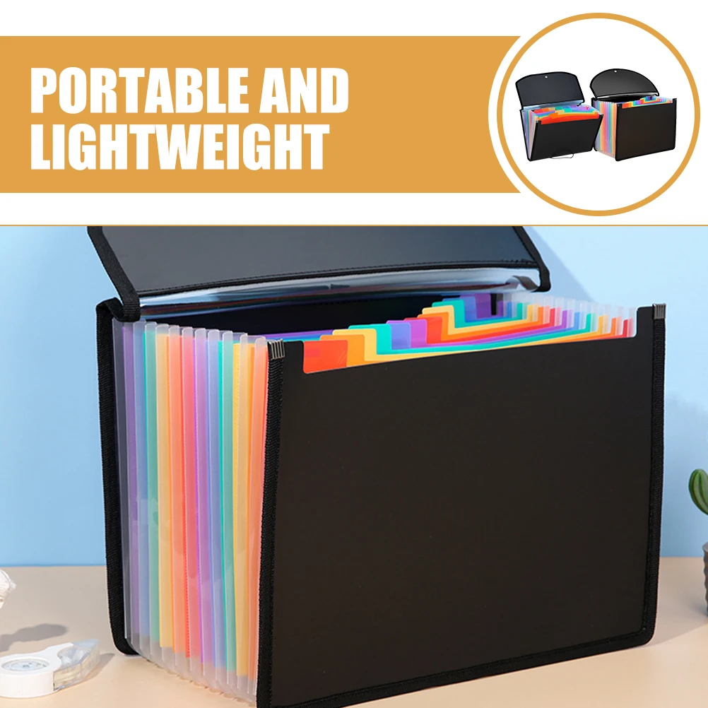 

2pcs Multi-Function Accordion File Holder Black PVC File Organizer for Documents Receipts Business Cards