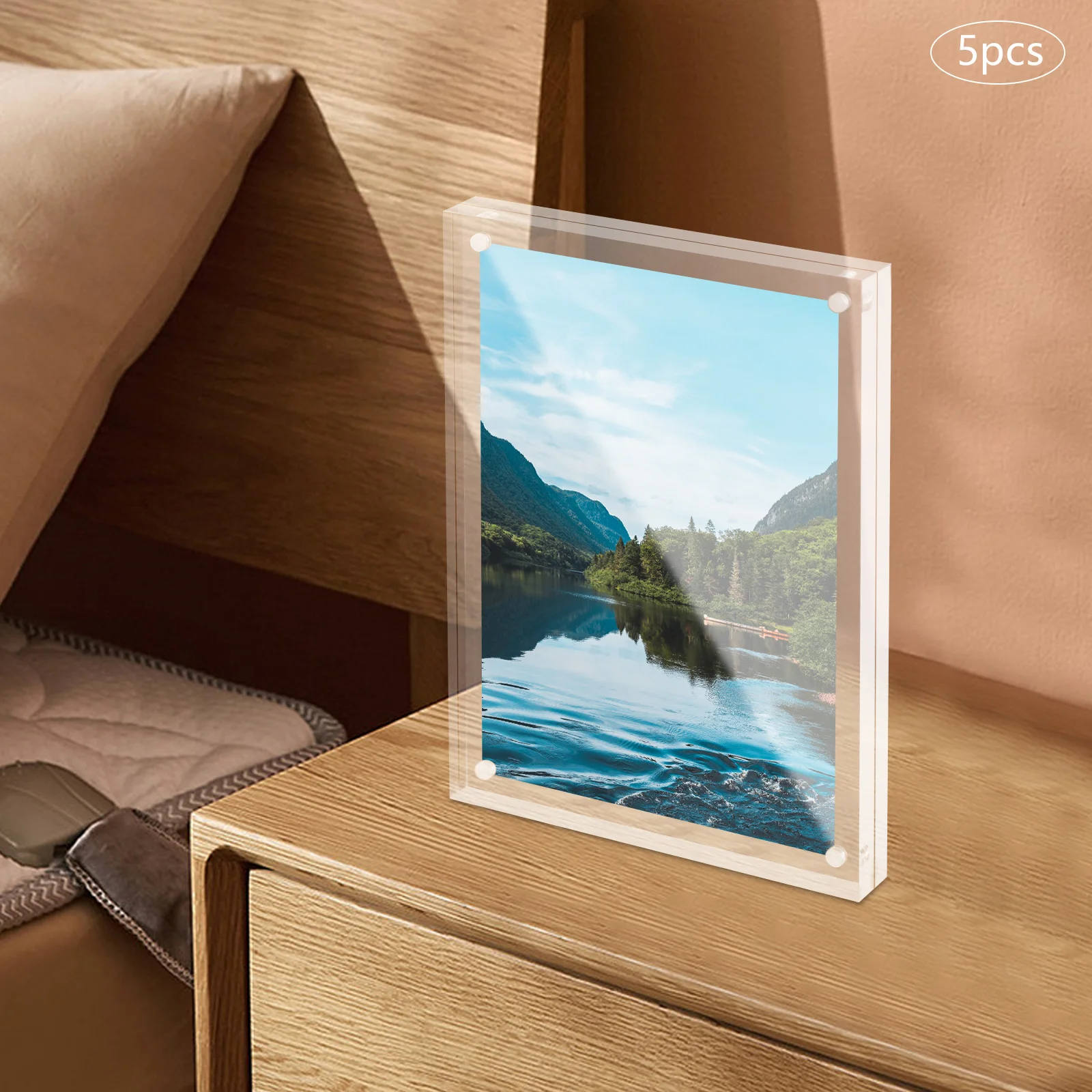 5 قطعة إطار صور شفاف 8*0.8*6in الاكريليك إطار عرض الصور ملصق عرض موقف لتزيين مكتب الغرفة