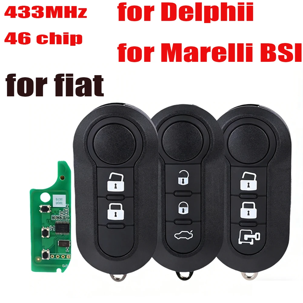 

Remote Car Key For Fiat 500Folding Remote Car Key for Fiat for Marelli for Delphi Systems 433 MHz 46-chip
