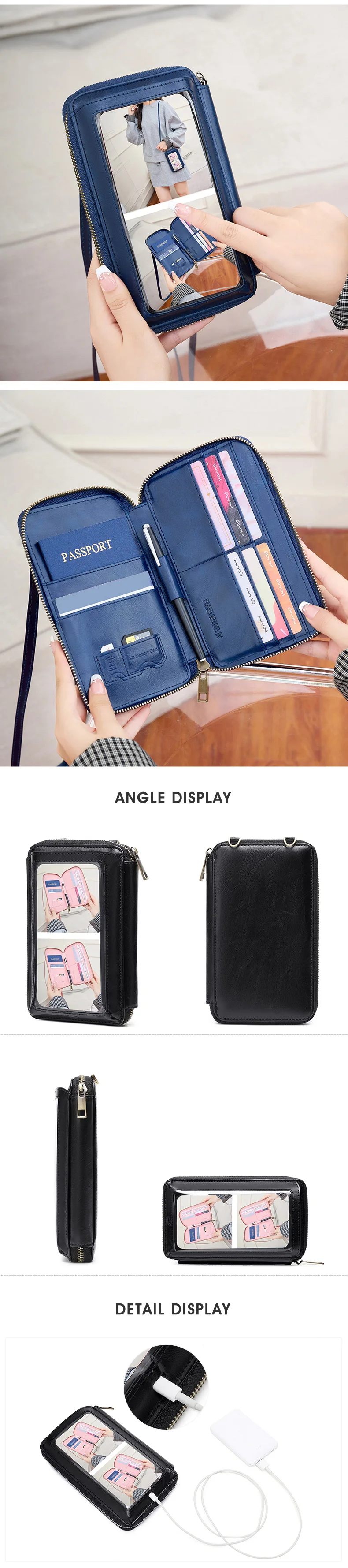 Damenhandtasche, Touchscreen, Handy-Geldbörse, Umhängetasche, modisch, multifunktional, Damen-Geldbörse, bietet Platz für Reisepass, Umhängetasche – Detail 9