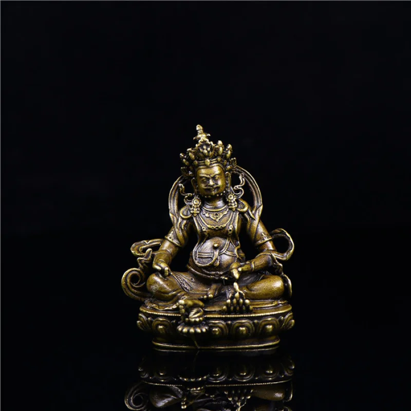 

Pure Copper Yellow God of Wealth Portable Buddha Statue Tantric Copper Statue Household Support Money Drawing Ornament Car Coppe