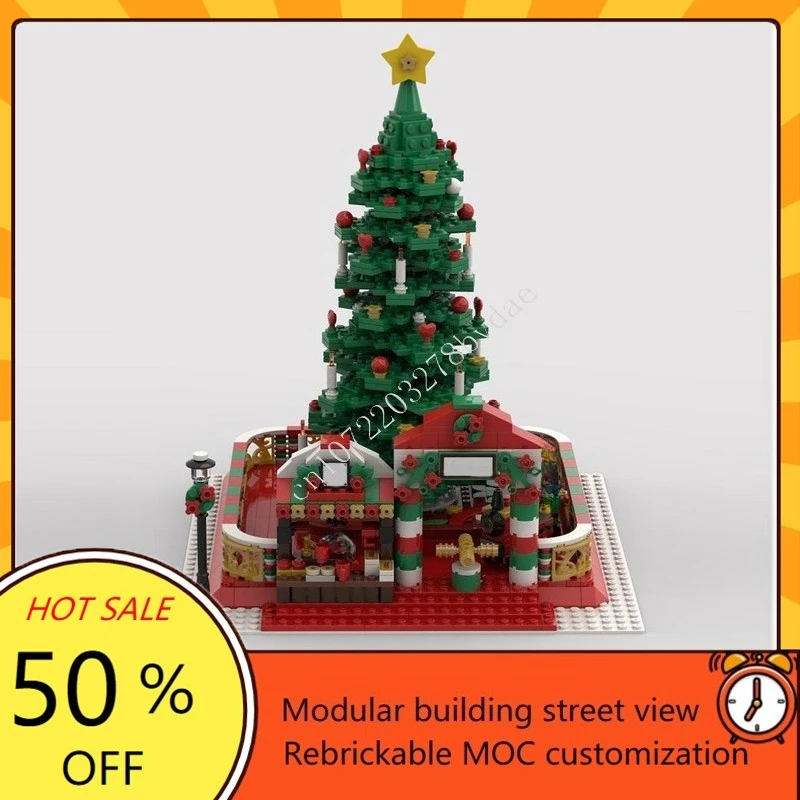 1300 個冬村電車乗り物モジュラー MOC クリエイティブストリートビューモデルカスタムパズル建築 DIY 教育モデルギフト