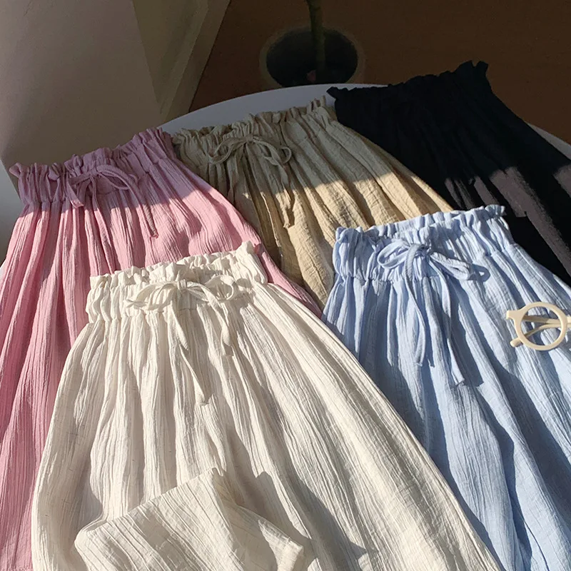 2-10T Toddler Kid Baby Girl Summer Clothes Thin Breathable Infant Wide Leg Pants Elegant Children Casual Plain Loose Trousers