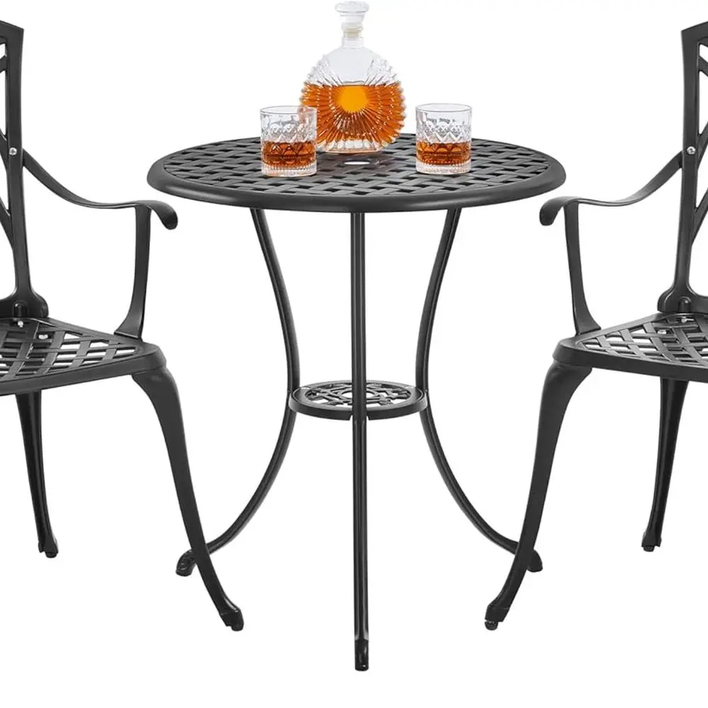 

3-Piece Outdoor Aluminum Patio Bistro Set with Weather-Resistant Table and Chairs, Ideal for Garden, Backyard, Porch, Balcony, L