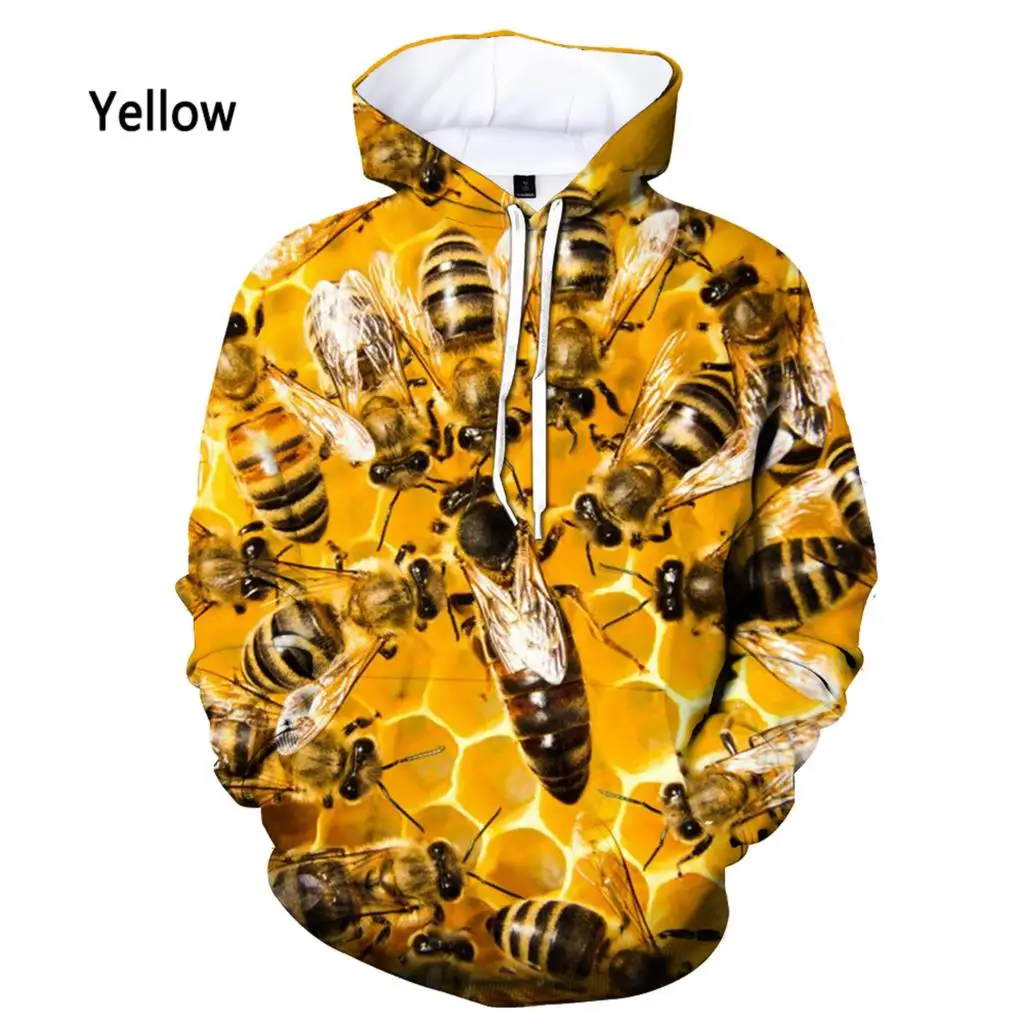 2024 Men's Hoodie New Fashion Novelty Bee Hoodies Men/Women 3D Print Sweatshirt Funny Harajuku Oversized Hoodie