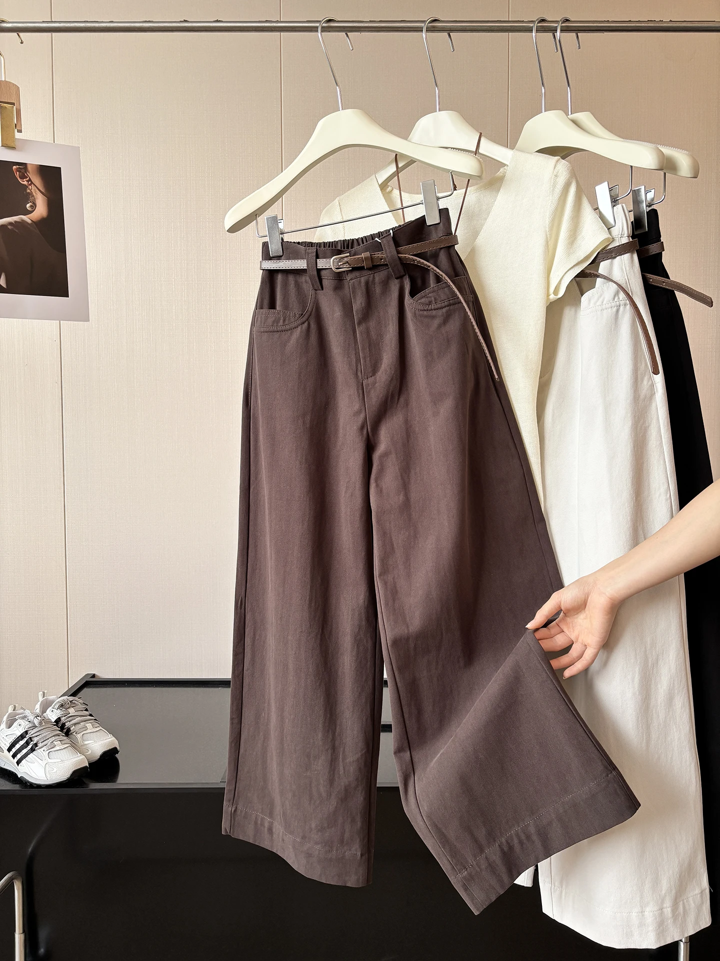 High Waist Wide Leg Pants Women's Loose Casual Autumn Versatile Drapey Straight Leggings Slimming Korean Style Commute Style