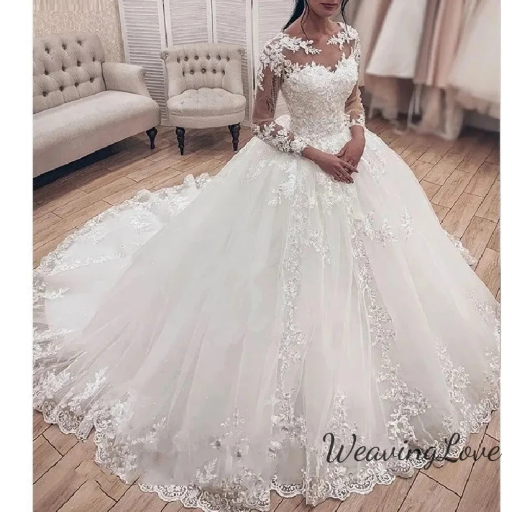 Lace V-Neck Wedding Dress Long Sleeves Backless With Button Vestidos Para Mujer Elegantes Y Bonitos Vestido Feminino Custom 2024