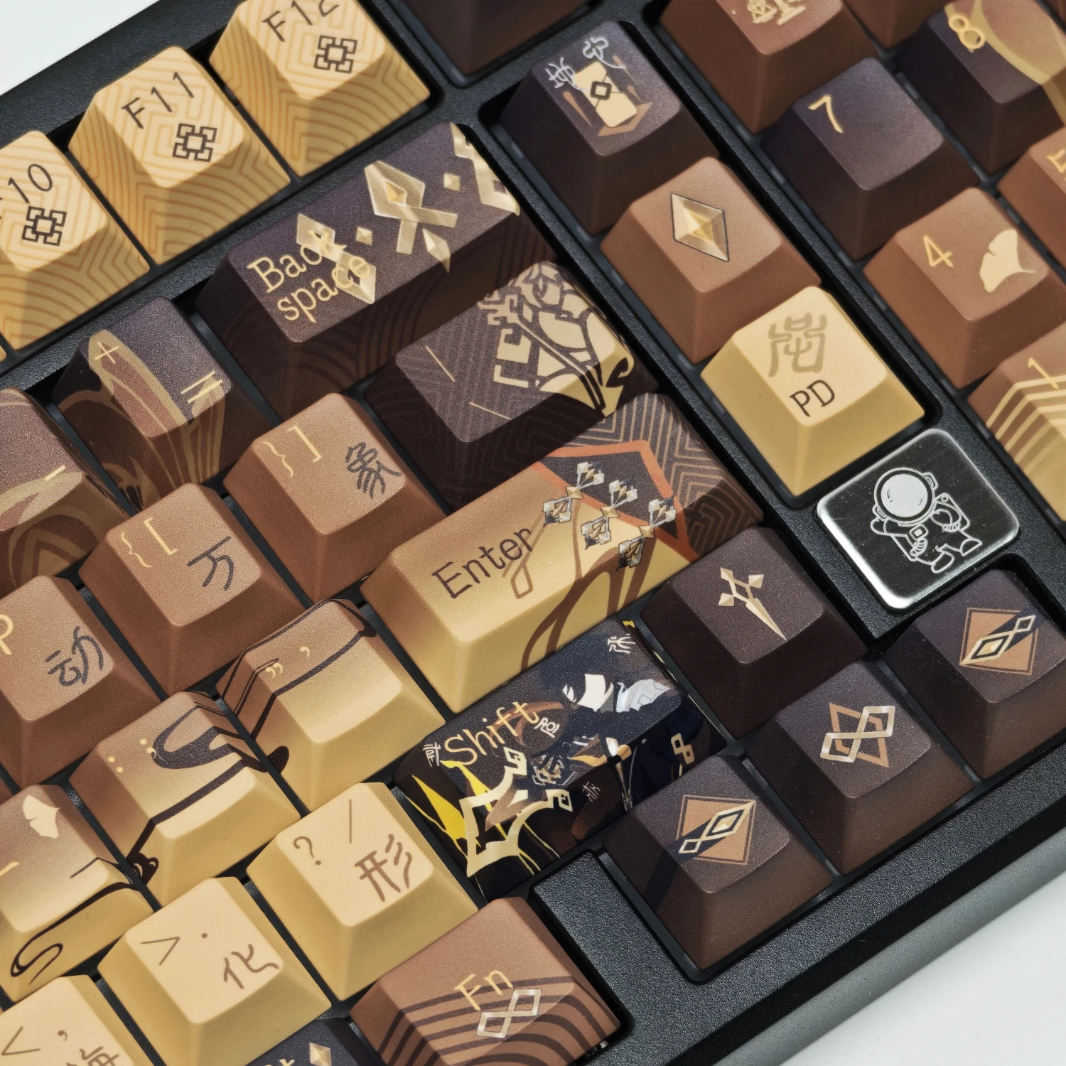 MAIMOOO Genshin Impact Zhongli Keycaps PBT Cherry Profile Side Engraved Translucent Keycap Anime Game Mechanical Keyboard Caps