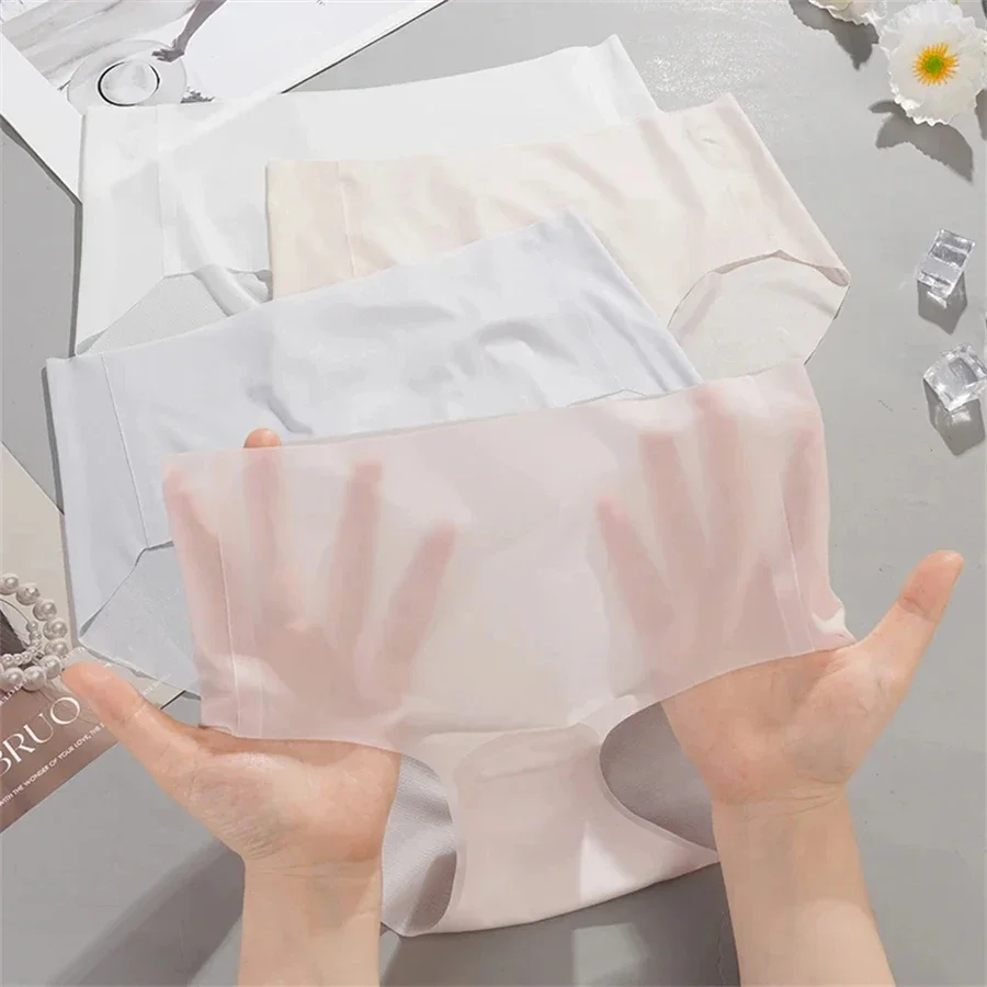 Бесшовное нижнее белье из ледяного шелка, женские летние быстросохнущие брюки Ultra In Sense, трусы для девочек, дышащие трусики, нижнее белье M-XL